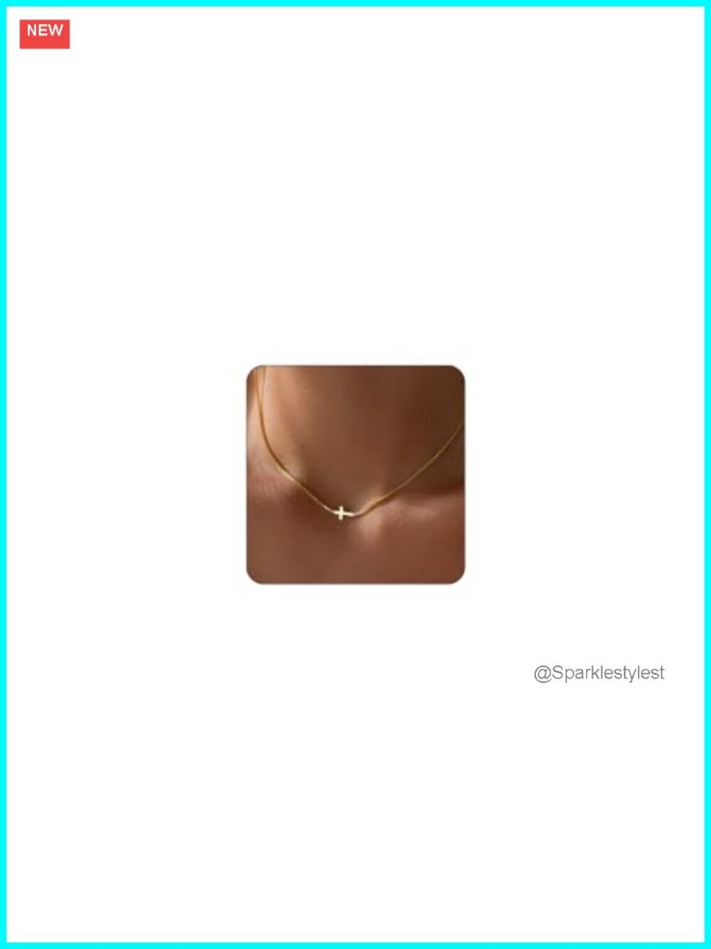 14K Gold Plated Cross Necklace Dainty Small Pendant Choker 15in + 2in Extender